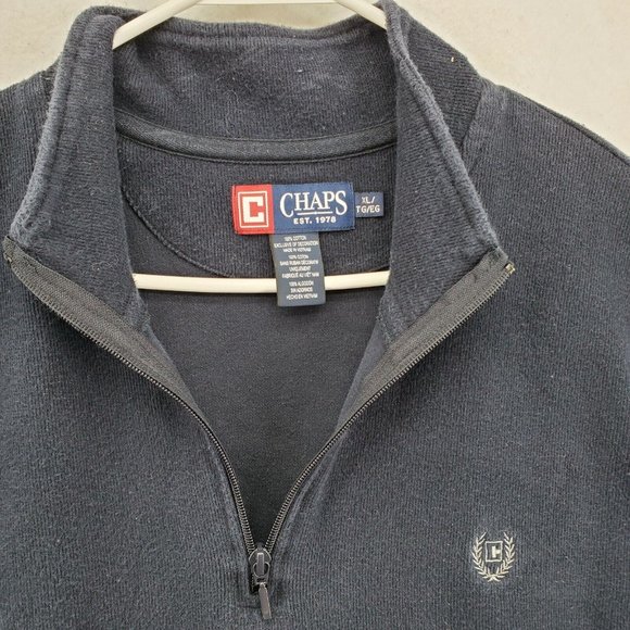 Chaps Shirt Men's Long Sleeve 1/4 Zip Pullover Sweatshirt Blue Extra Large - Picture 8 of 12